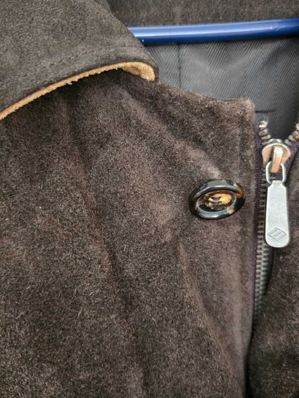 Joseph Abbound Outerwear Men's Heavy Suede Leather Jacket Zip Dark Brown Large - Picture 8 of 13